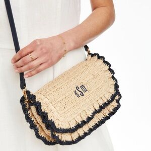 Stylish Tan and Navy Woven Shoulder/crossbody Bag